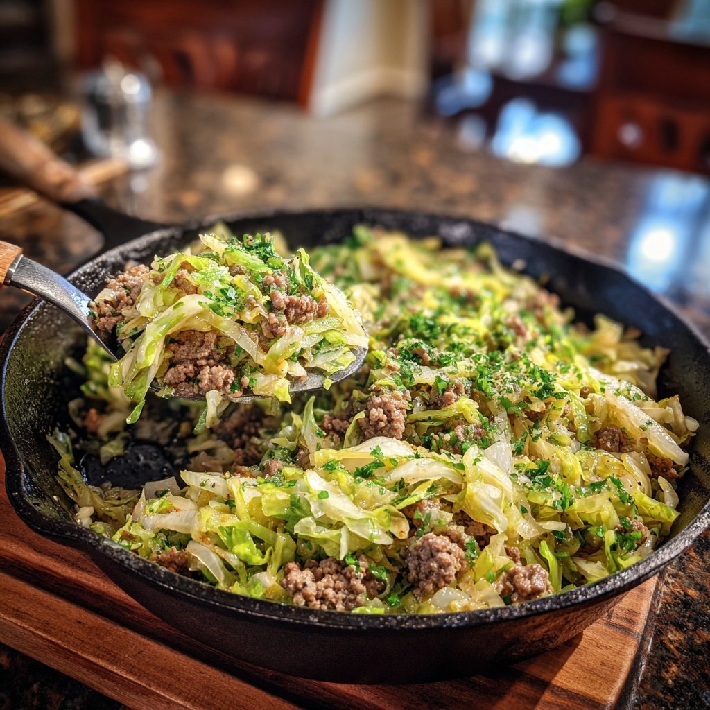 Hamburger Meat And Cabbage Skillet