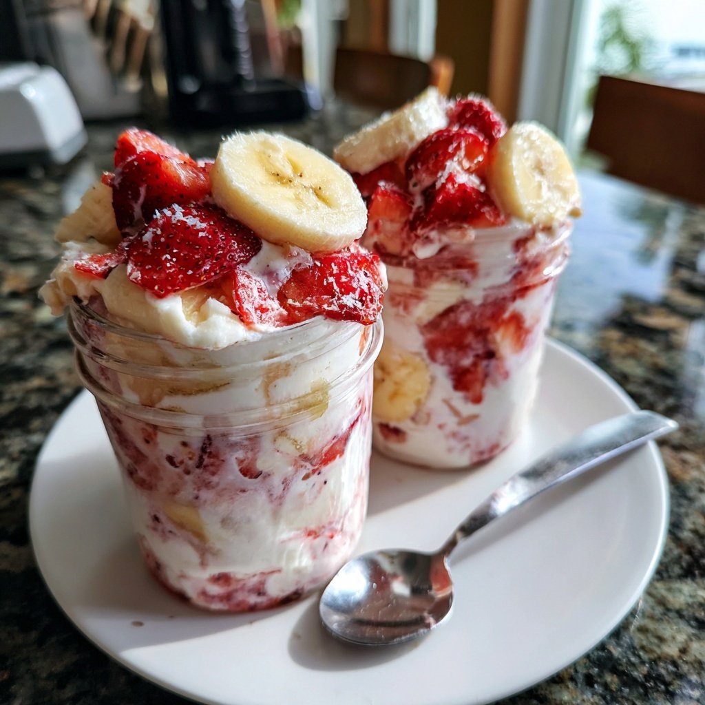 Strawberry Banana Yogurt Jars