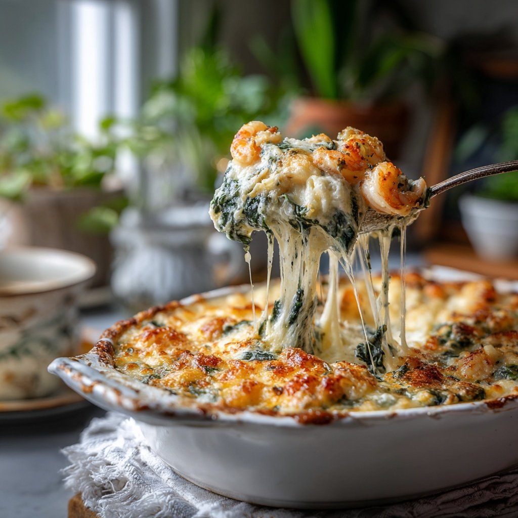 Shrimp Spinach Alfredo Bake