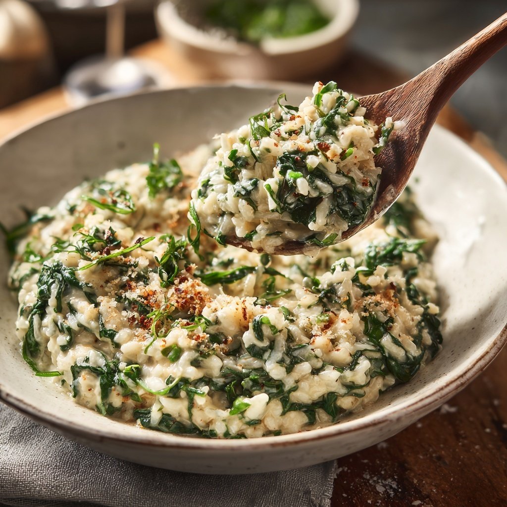Creamy Spinach Garlic Rice