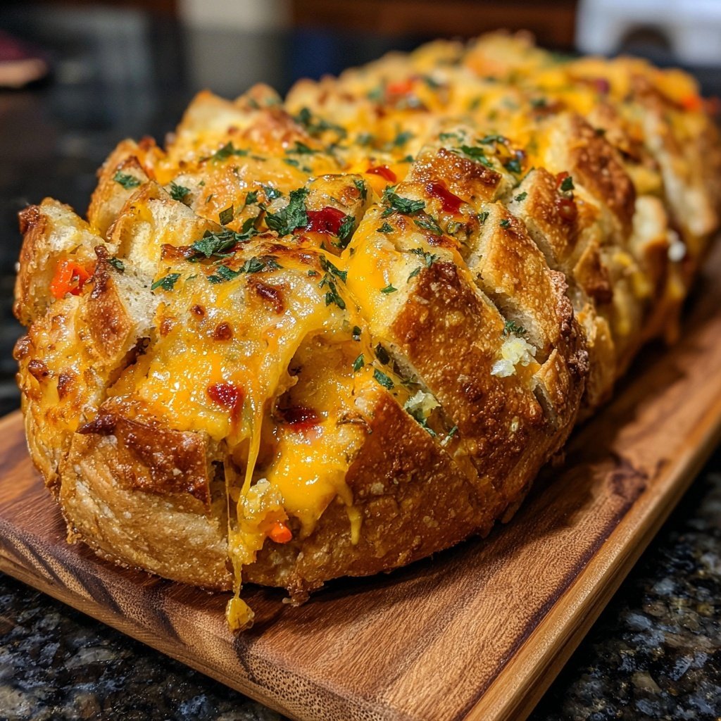 Super Bowl Cheesy Veggie Pull Apart Bread