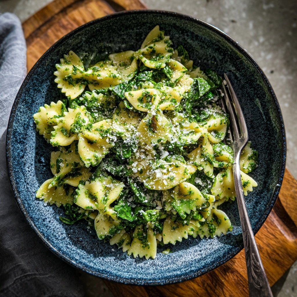 Bow Tie Pasta With Creamy Spinach Sauce