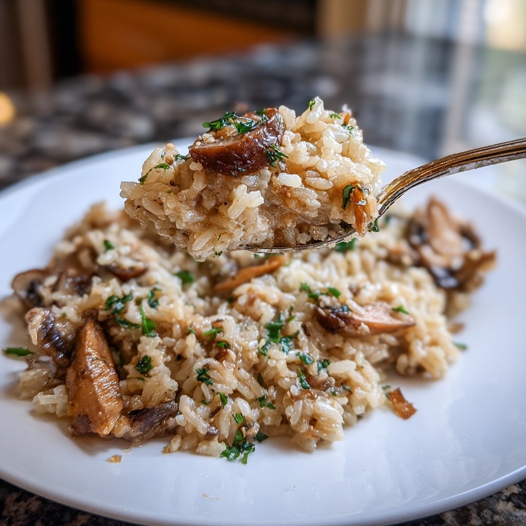 Creamy Mushroom Rice with Garlic Oil