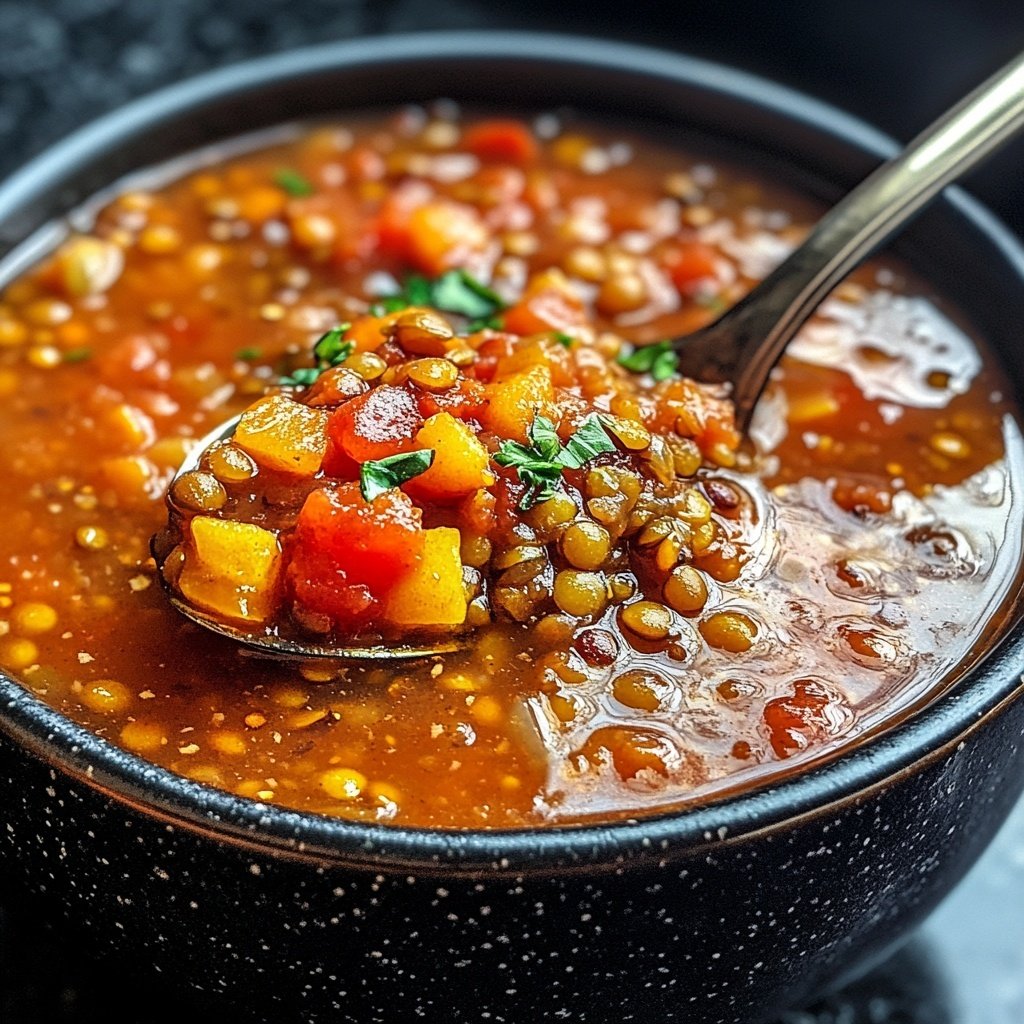 Healthy Crockpot Tomato Lentil Soup