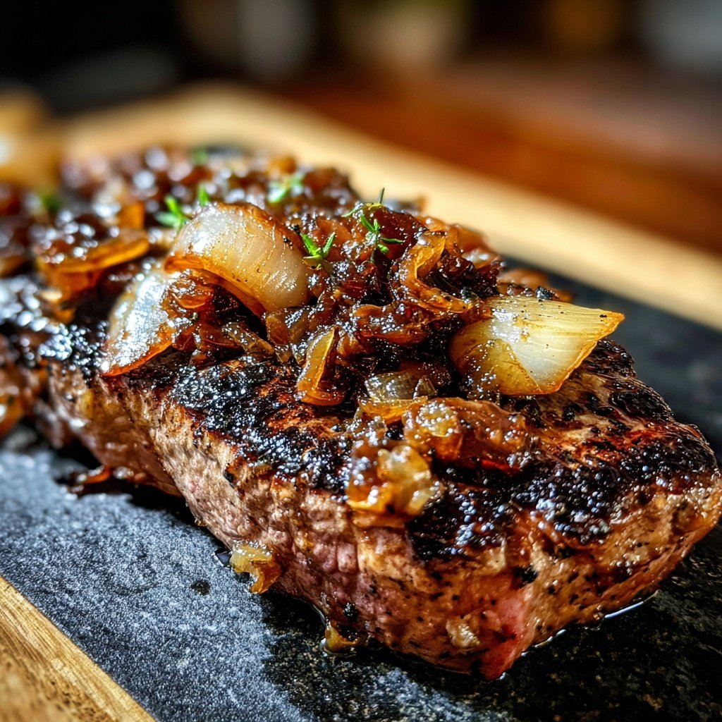 Steak with Balsamic Shallots