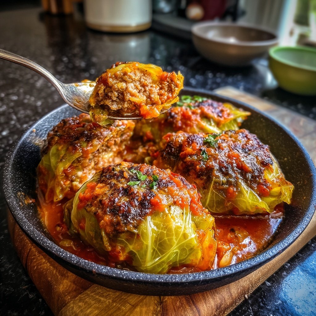 Hamburger Meat And Rice Stuffed Cabbage