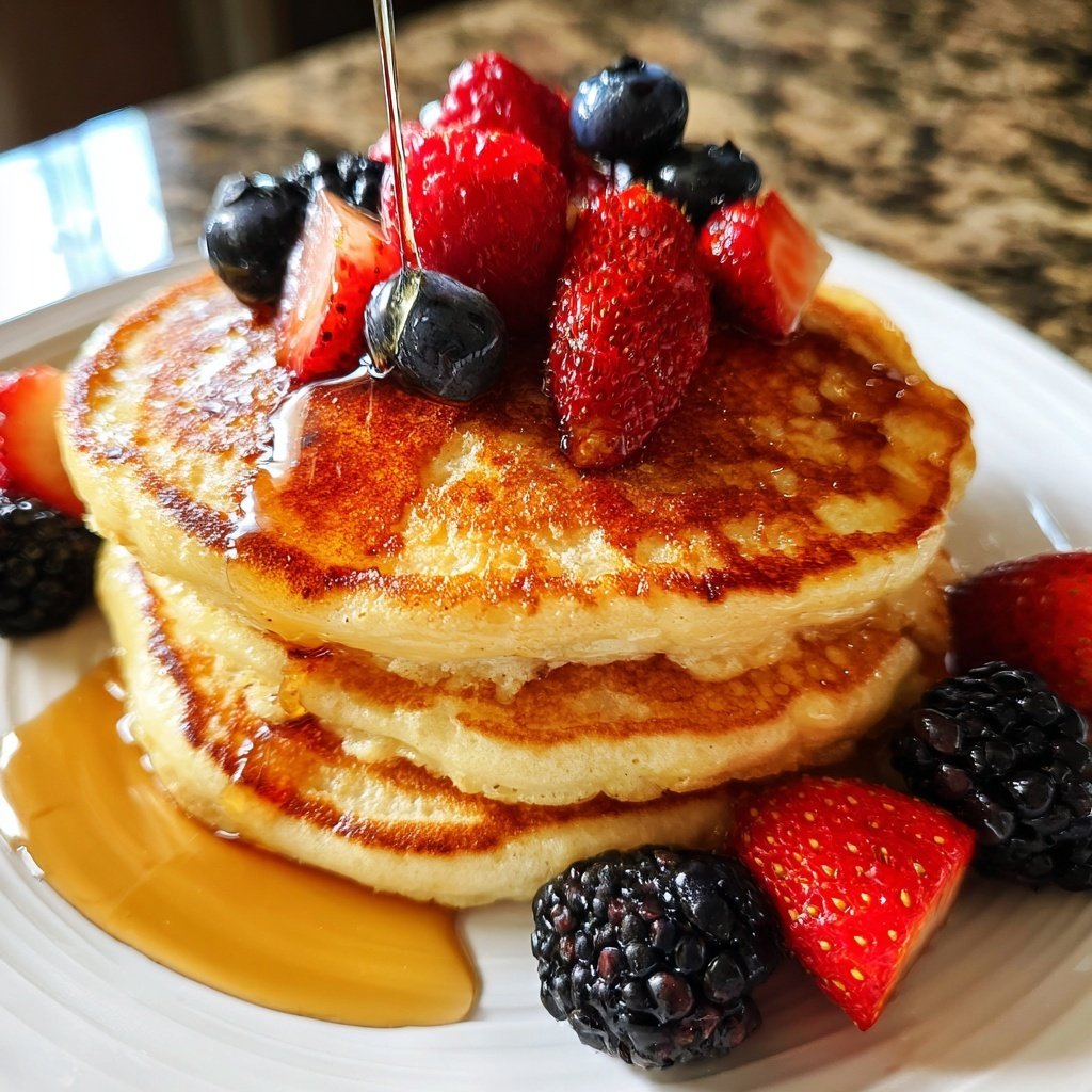Valentines Breakfast Vanilla Almond Pancakes