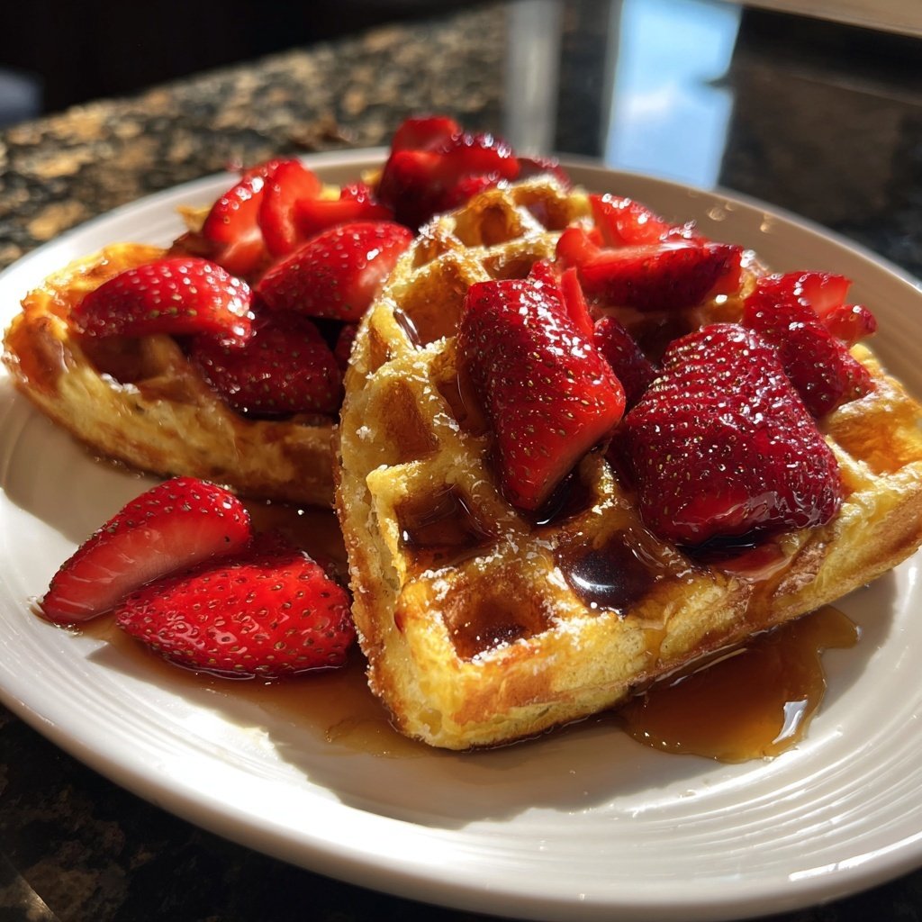 Valentines Breakfast Strawberry Waffles